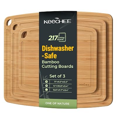 Keechee Bamboo Cutting Board Set of 3 Juice Groove
