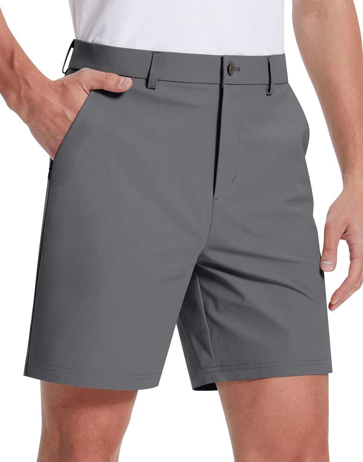 Mens Golf Dress Shorts 7 Inch Inseam Stretch Work Shorts Quick Dry Casual Lightweight Flat Front Shorts with 5 Pockets
