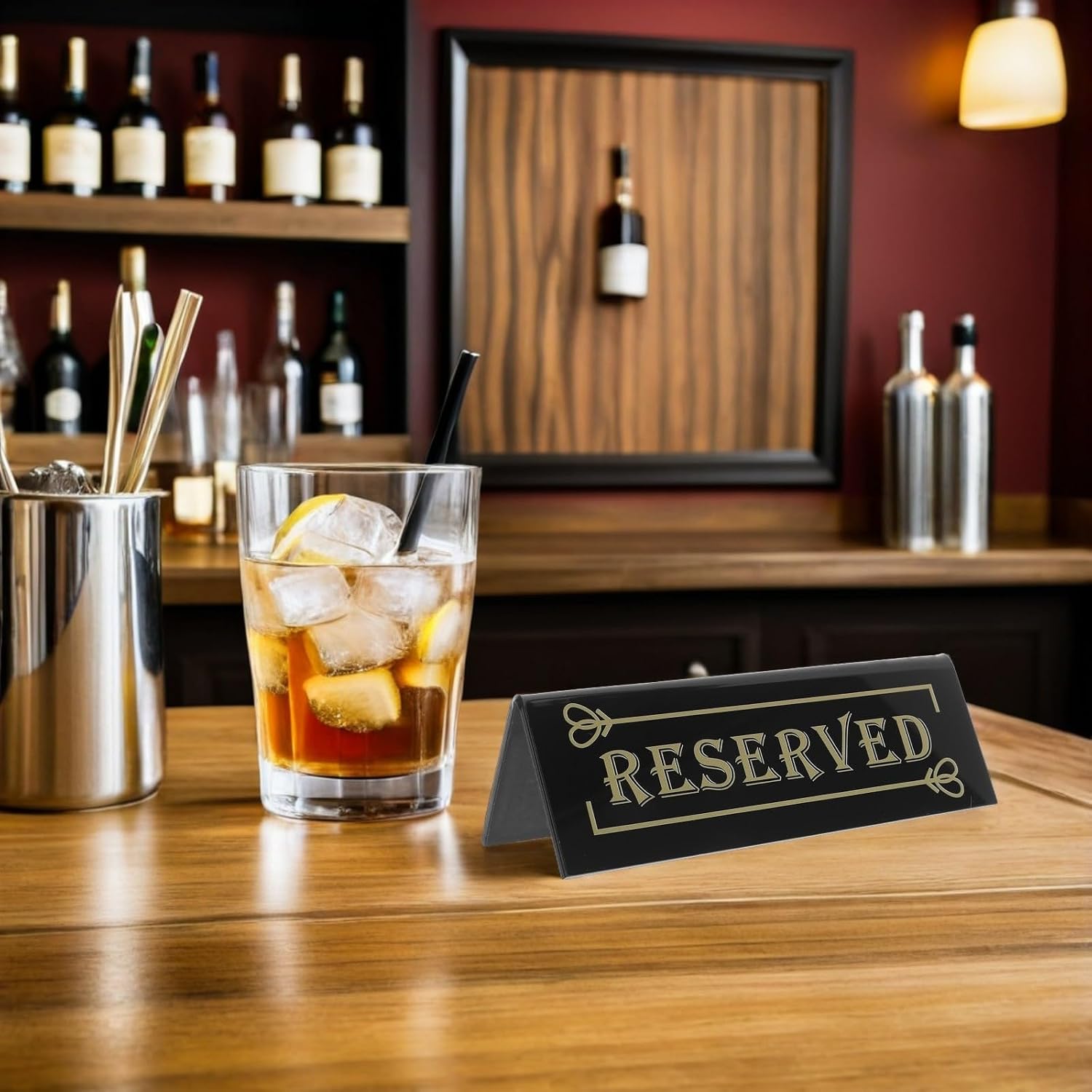 Reserved Table Tent Sign Black 10pcs Acrylic for Restaurant Banquet | Double Sided Visibility, Waterproof Reusable Stackable Design, Sleek Modern Look for Tabletop Display