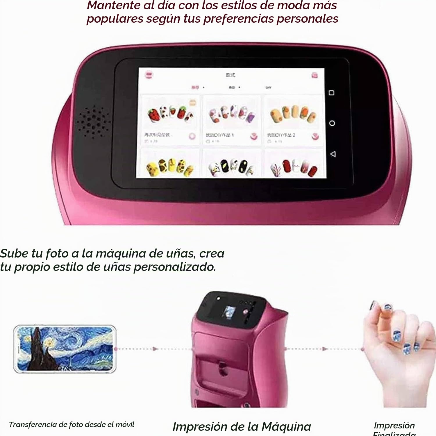 Máquina Inteligente para Pintar uñas 3D, Impresora portátil Digital móvil para decoración de uñas con Pantalla táctil, Belleza y Cuidado Personal para uñas en casa de niñas