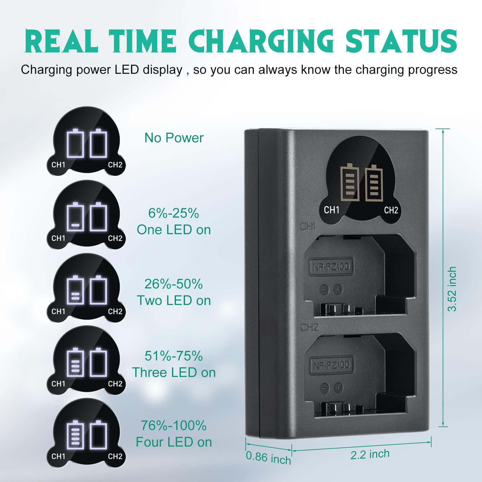 Amazon.com : Kimaru Dual Slot NP-FZ100 Battery Charger BC-QZ1 with