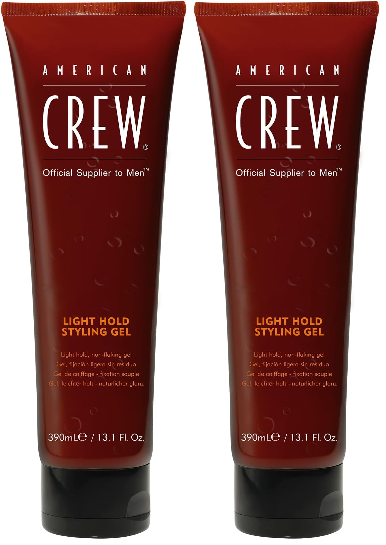 AMERICAN CREW Men's Hair Gel, Light Hold, Non-Flaking Styling Gel, 13.1 Fl Oz (Pack of 2)