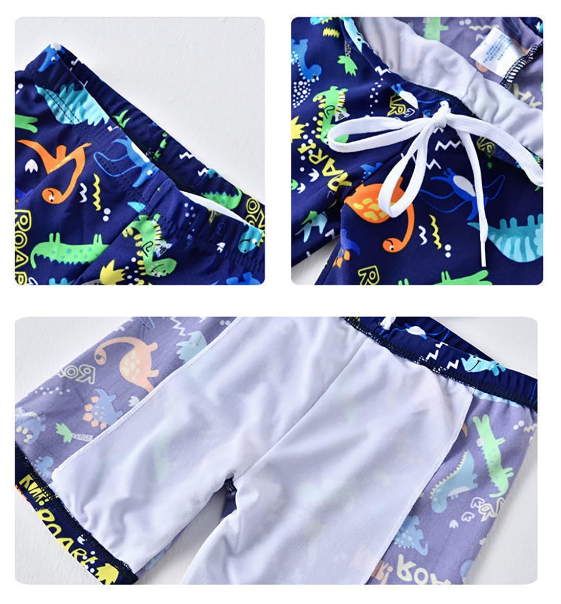 Jungen-Badeanzug, Zweiteiliger Badeanzug für Kinder, Rashguard, T-Shirt, Badeshort-Set, Dinosaurier-Bademode
