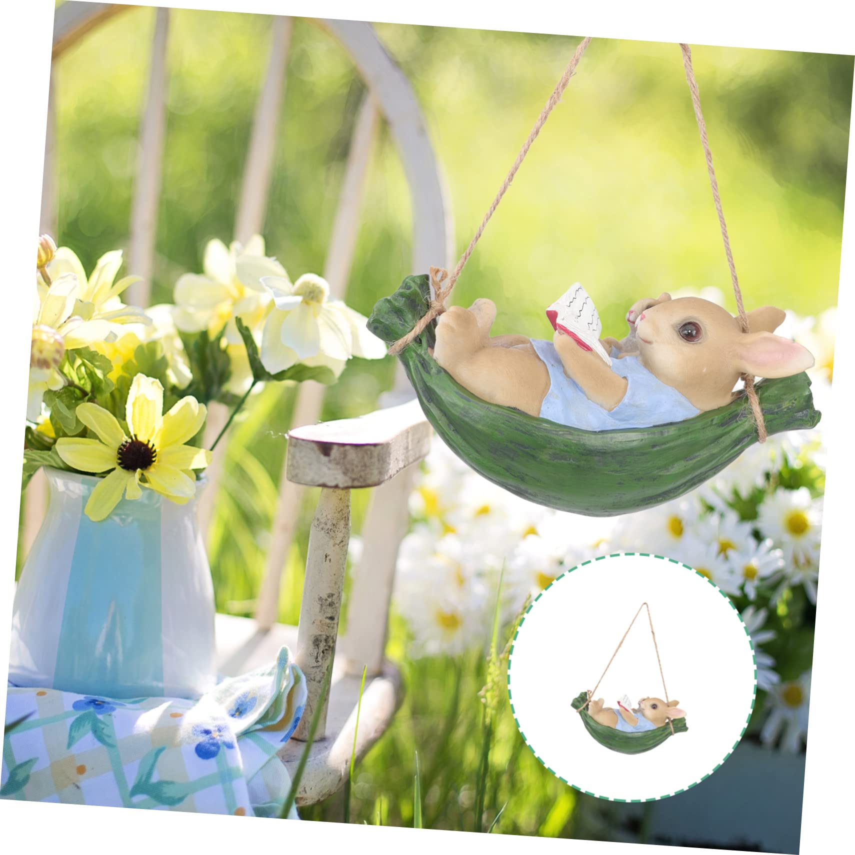 Toyvian Lot De 2 Décorations De Lapin en Forme De Balançoire en Résine pour Jardin Extérieur Mignon pour Arbre Maison Cour