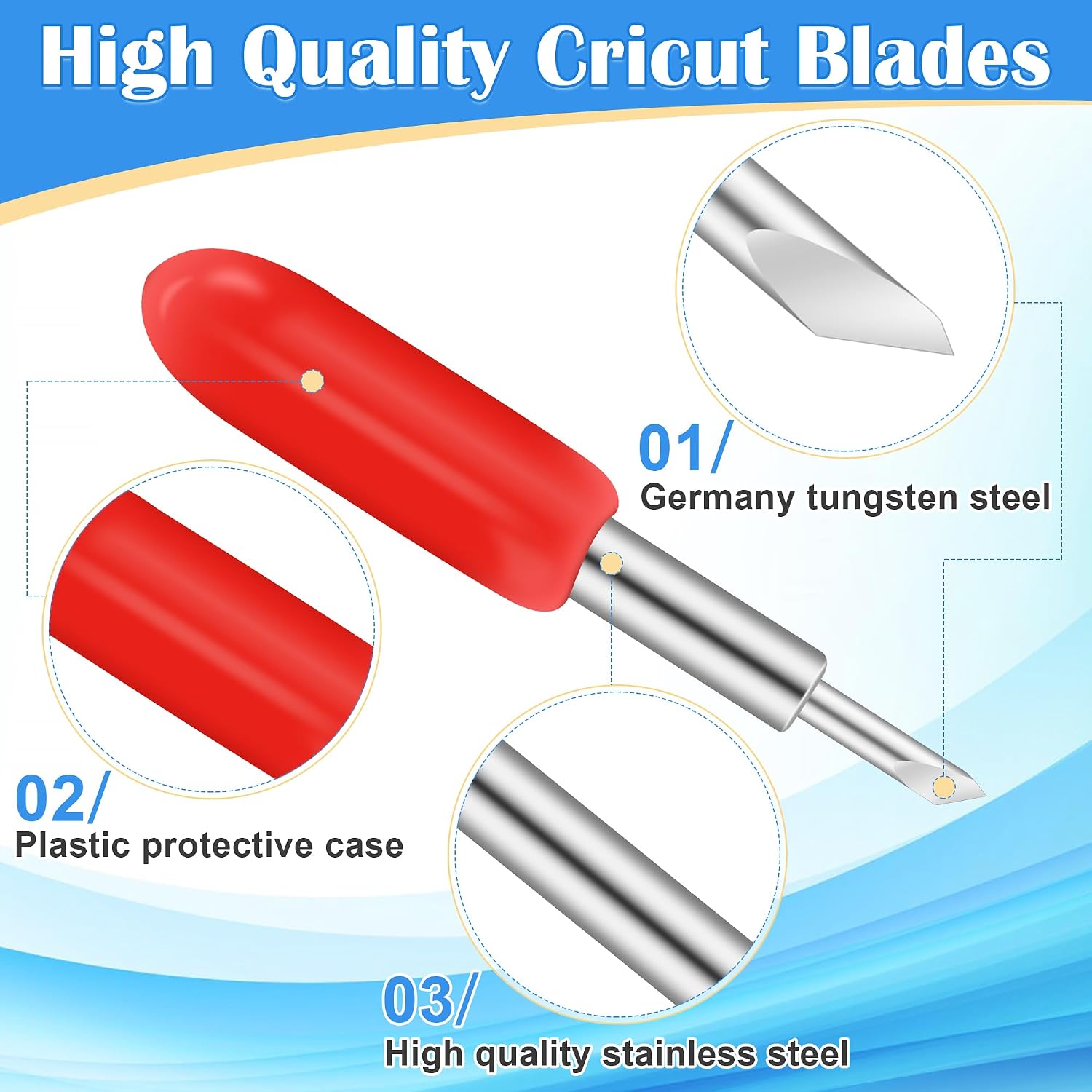 60 PCS 3rd Party Accessory Blades for Cricut, Luxiv Replacement Blade for Explore Air 2 Air, 45°Blade 30°Cricut Replacement Blade for Expression 60° Cutting Blades (60)
