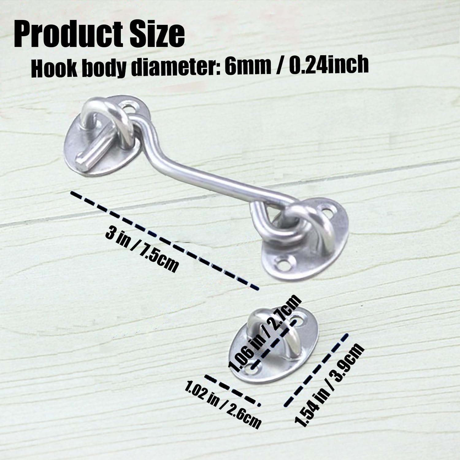 4 Inch Stainless Steel Cabin Hook & Eye Latch - For Shed, Gate, Or Door - View #6