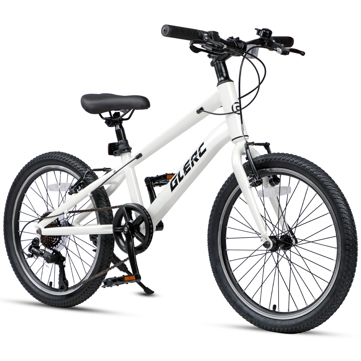 Glerc Mesa 20 Inch Kids Bike for 6 7 8 9 10 11 12 Years Boys Girls, 7 Speed Bicycle with Sturdy Frame & V-Brakes, White