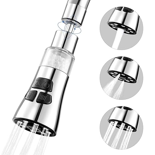 Grifo de filtro de agua para fregadero, juego de filtro giratorio de 360 con 9 accesorios, extensor de rociador de 3 modos, purificador para