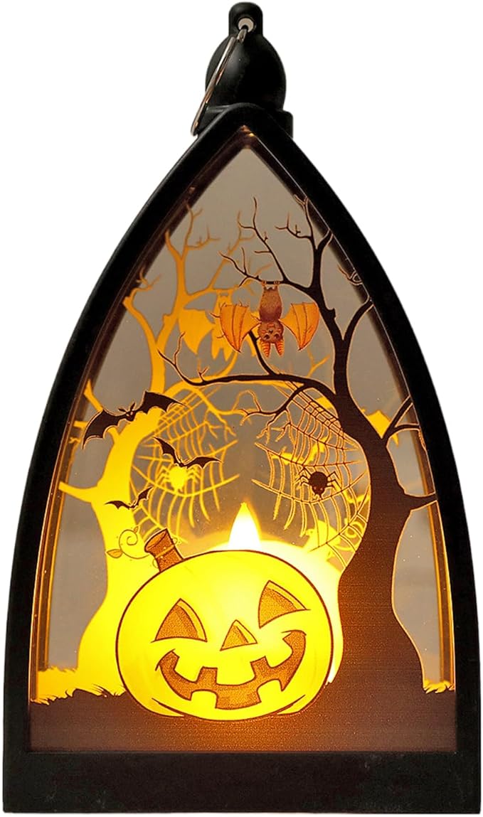 Generic Hangende Lantaarns - Halloween Pumpkin Lantern | LED -olielamp | Solar Garden Lanterns | Waterdichte | Hangable Windlampen | Tabletop Pumpkin Castle Lights | Vintage Hangende Kaarslichten