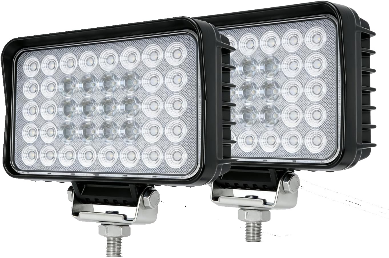 2PACK Super Bright 80W LED Work Light 12V/24V,6IN Rectangular Spot Flood Combo Led Pod Headlight Bar Waterproof,6500K,for Offroad Heavy Equipment Truck Tractor Golf Cart UTV ATV Boat