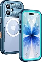 Vista 28 de Lanhiem Funda magnética para iPhone 17 Pro Max, IP68 impermeable, a prueba de polvo, compatible con Magsafe, protector de pantalla integrado, cuerpo