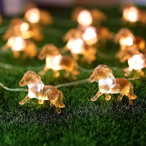 Horse Fairy String Lights Cute Pony Decorative Lights 20 LEDs Night Light 8.5ft Battery Operated with Remote for Bedroom Farmhouse Home Holiday Thanksgiving Decoration