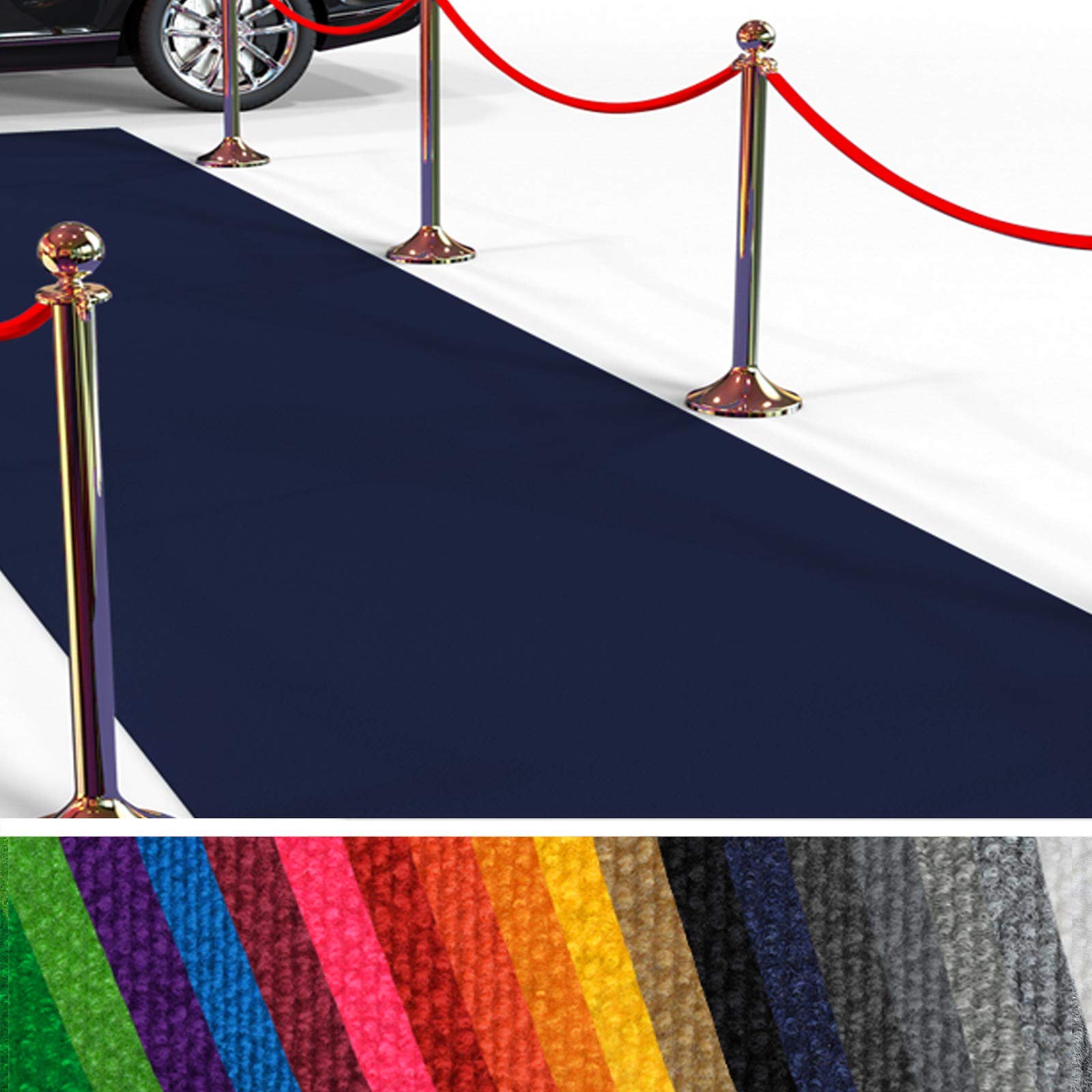 Passatoia Evento al Metro - Passerella Anti-Scivolo | Tappeto per Matrimonio, Cerimonia, Sfilata | 18 Colori, 2 Larghezze, fino a 50 m di Lunghezza |200x300 cm - Blu scuro