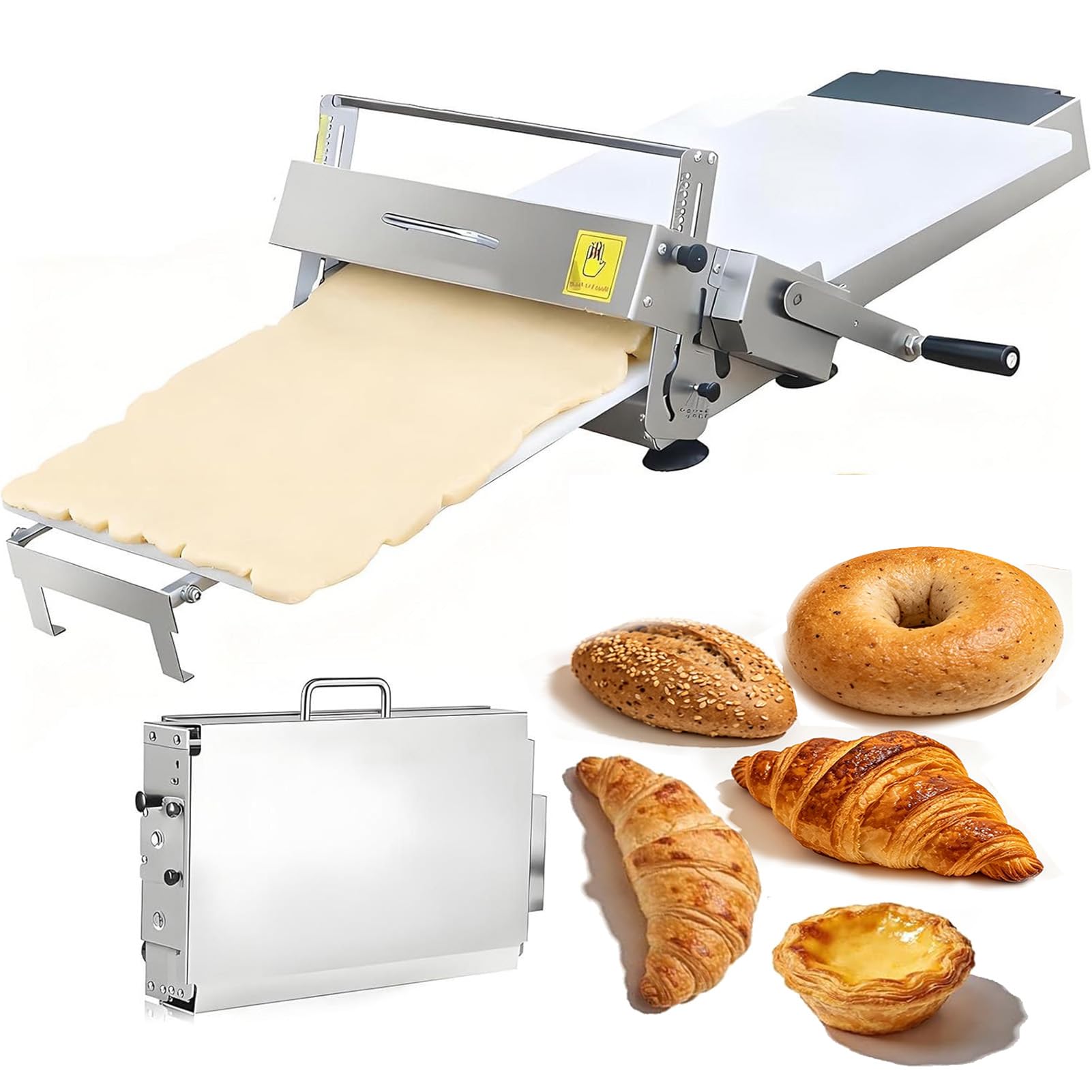 Sfogliatrice Pasticceria Manuale Pieghevole, Macchina per La Pasta Sfoglia, Spessore Regolabile 0-27 mm, Pannello 30x60cm/40x90cm, per Croissant, Pasta Sfoglia, Pizza, per Casa E Negozi