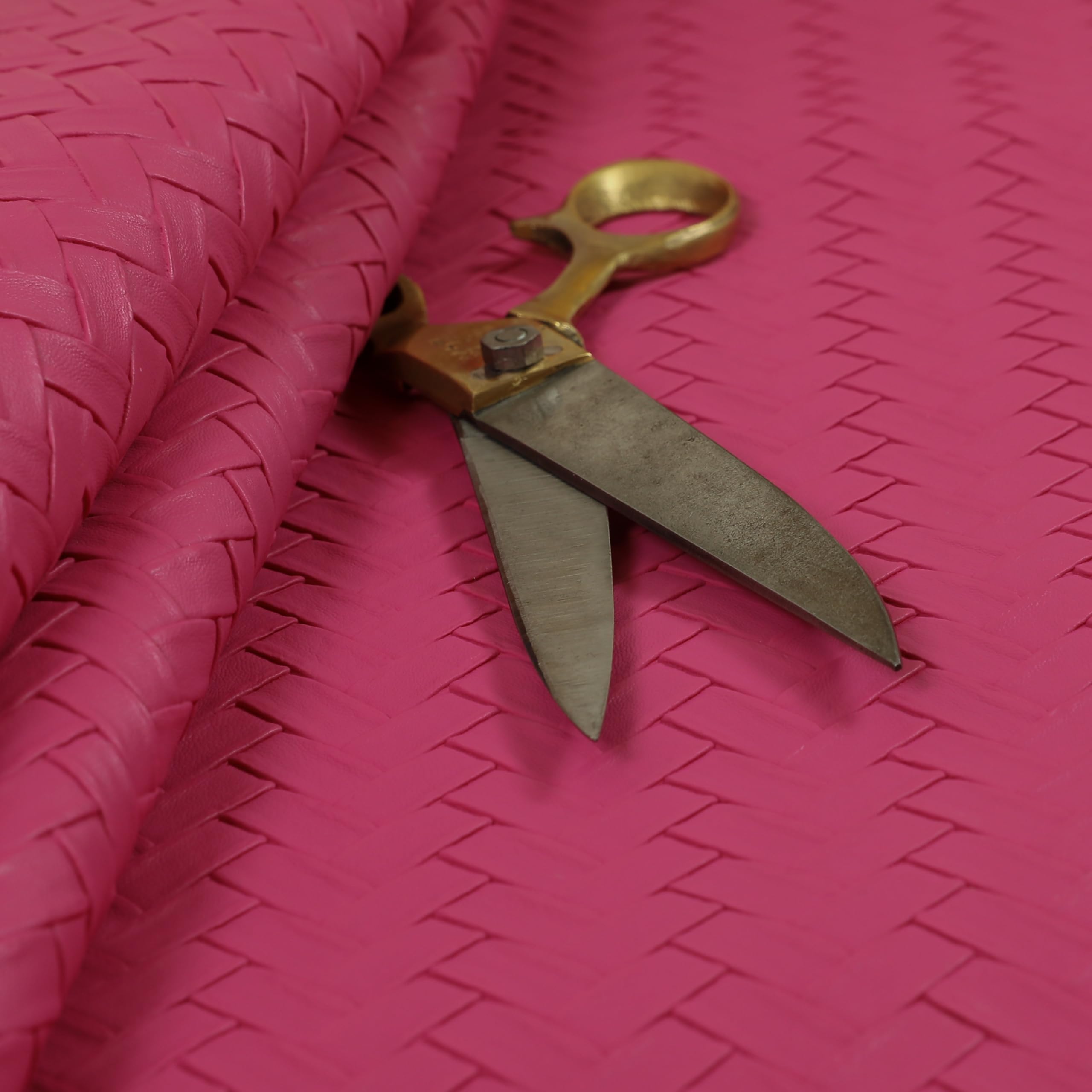 Redbrick Mill Fabrics Flame Retardant Quality Basket Weave Textured Plain Faux Leather Vinyl Pink Upholstery Fabrics (1 Metre)