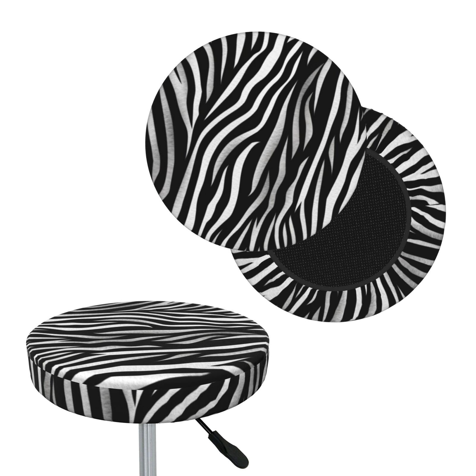 FekiLoot Zebra Print Round Bar Stool Covers Stretch Washable Bar Stool Covers Dustproof Slipcover Bar Chair Covers with Elastic Band for Bar Kitchen Living Room Decor 12 Inch