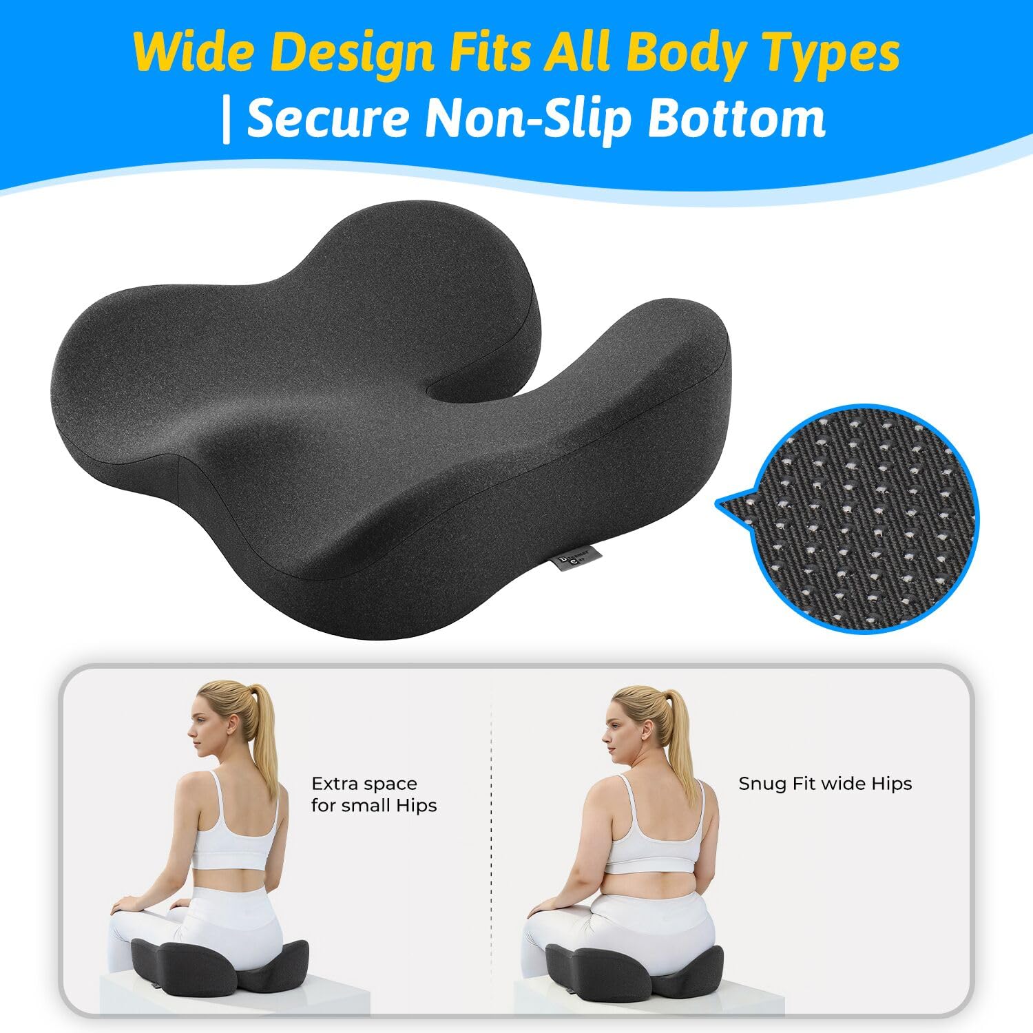 Seat Cushion for Tailbone Sciatica Pain Relief - Plush Yet Supportive Ergonomic Memory Foam Chair Cushions for Office — view 7