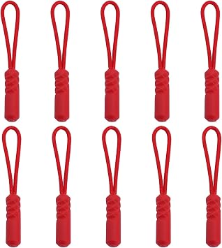 Yzsfirm 10 Pcs Durable Nylon Zipper Pulls Cords Red Zipper Pull Extension No-Slip Pull Rope Zip Fixer for Any Zipper