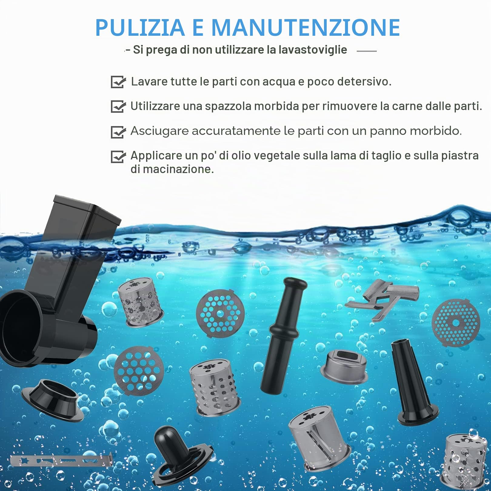 COOCHEER Tritacarne elettrico da 2000 W, tritacarne elettrico con riempitivo per salsicce, 3 dischi in acciaio inox per carne e verdura