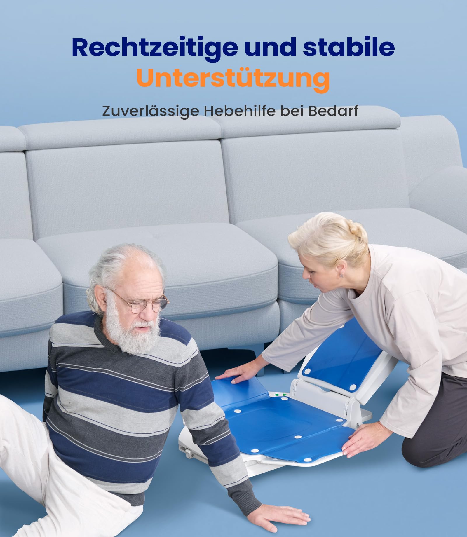 VOCIC AX10 Elektrischer Aufstehsessel, 2-in-1 für Boden & Bad | Senioren Sturzrisiko Pflege, Mobilitätshilfe Bodenlift, Badehilfe Hebesitz Transfer Bett Sofa Rollstuhl 140KG