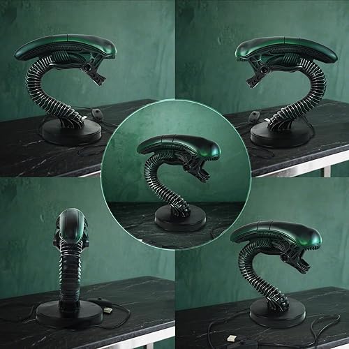 Miniatura 2 de Lámpara alienígena de 7 pulgadas, hecha a mano de resina con carga USB, lámpara de mesa de ciencia ficción para decoración del hogar, regalo para