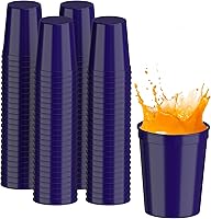 Vista 25 de PartyPrints Paquete de 100 vasos de plástico en blanco reutilizables de 16 onzas, color azul real, vasos para estadios a granel, libres de BPA