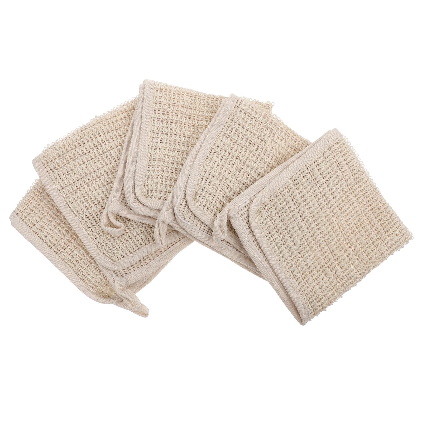 Serviettes exfoliantes en lin beige carré de massage corps et gommage en lot de 5 pièces