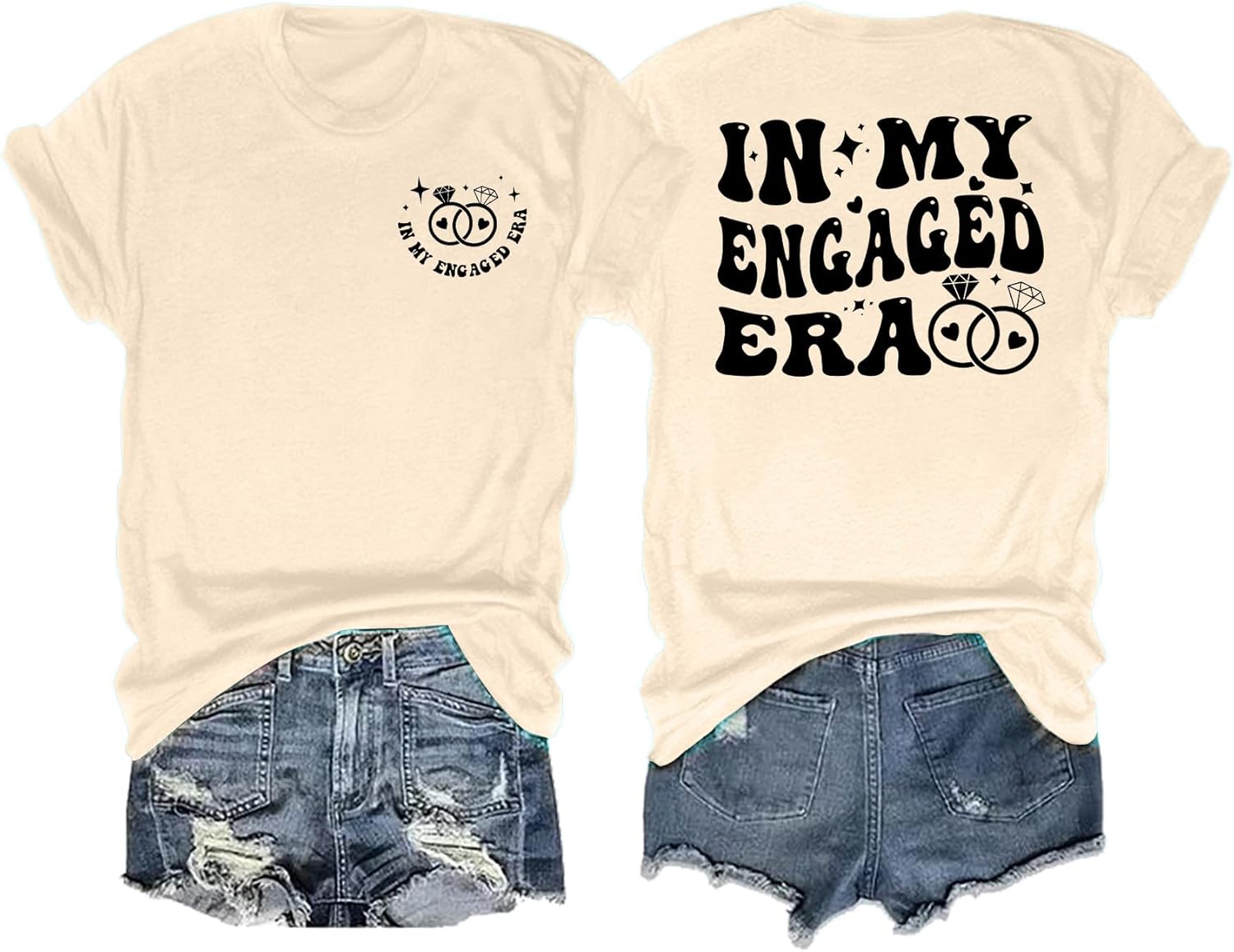 Bride Shirts for Women in My Engaged Era Shirt Tops Bachelorette Party Bride Tees Engagement Gift T-Shirt