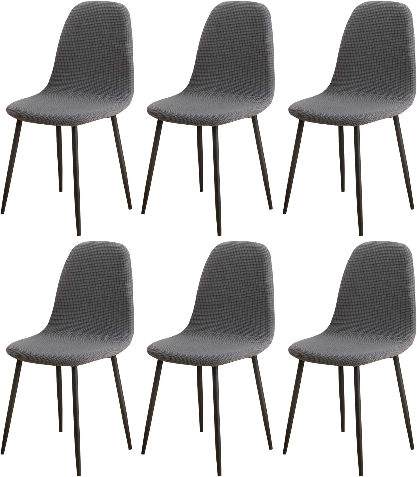 Stretch Shell Chair Cover,Mid Century Chair Covers Armless Chair Slipcovers,Wedding Banquet Lounge Chair Cover Washable Chair Protector for Dining Living Room Bedroom(Grey,6PCS)
