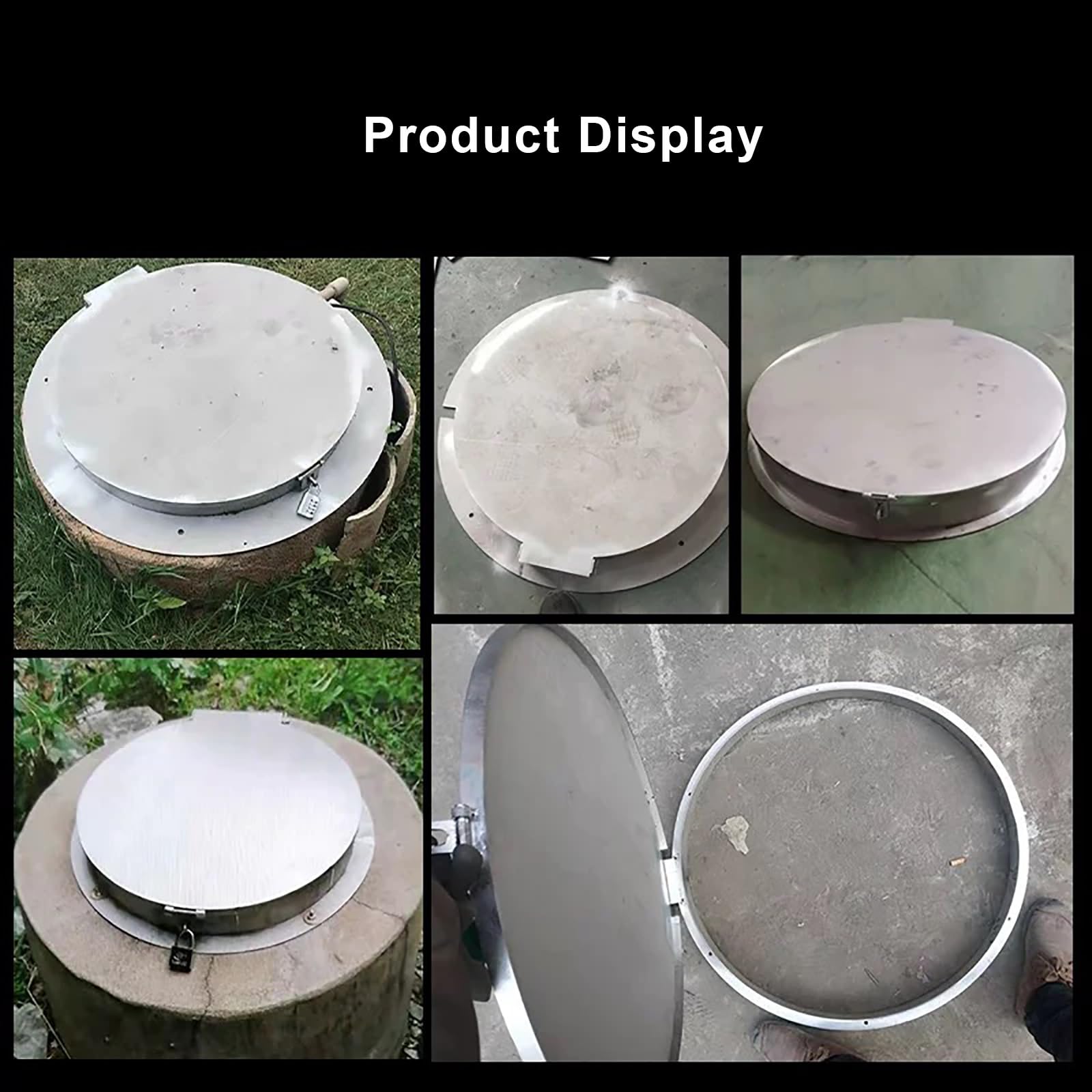 FQMYLTYN Tapa de Registro Redonda con Cerradura, Tapa y Marco de Acero Inoxidable para Tanque Séptico, Cubrir De Inspección para Depósito de Aguas Residuales, Cubrir para Bombas de Sumidero(20cm/8in)