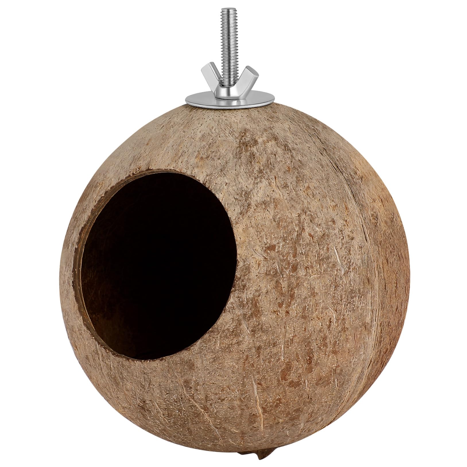 Balacoo Nid d'Oiseau en Noix de Naturelle, Cabane Suspendue pour Hamster, Perruche, Canari et Petite Souris, Abri de Repos et Jouet de Cage Écologique, Cachette pour Reproduction (15 cm)