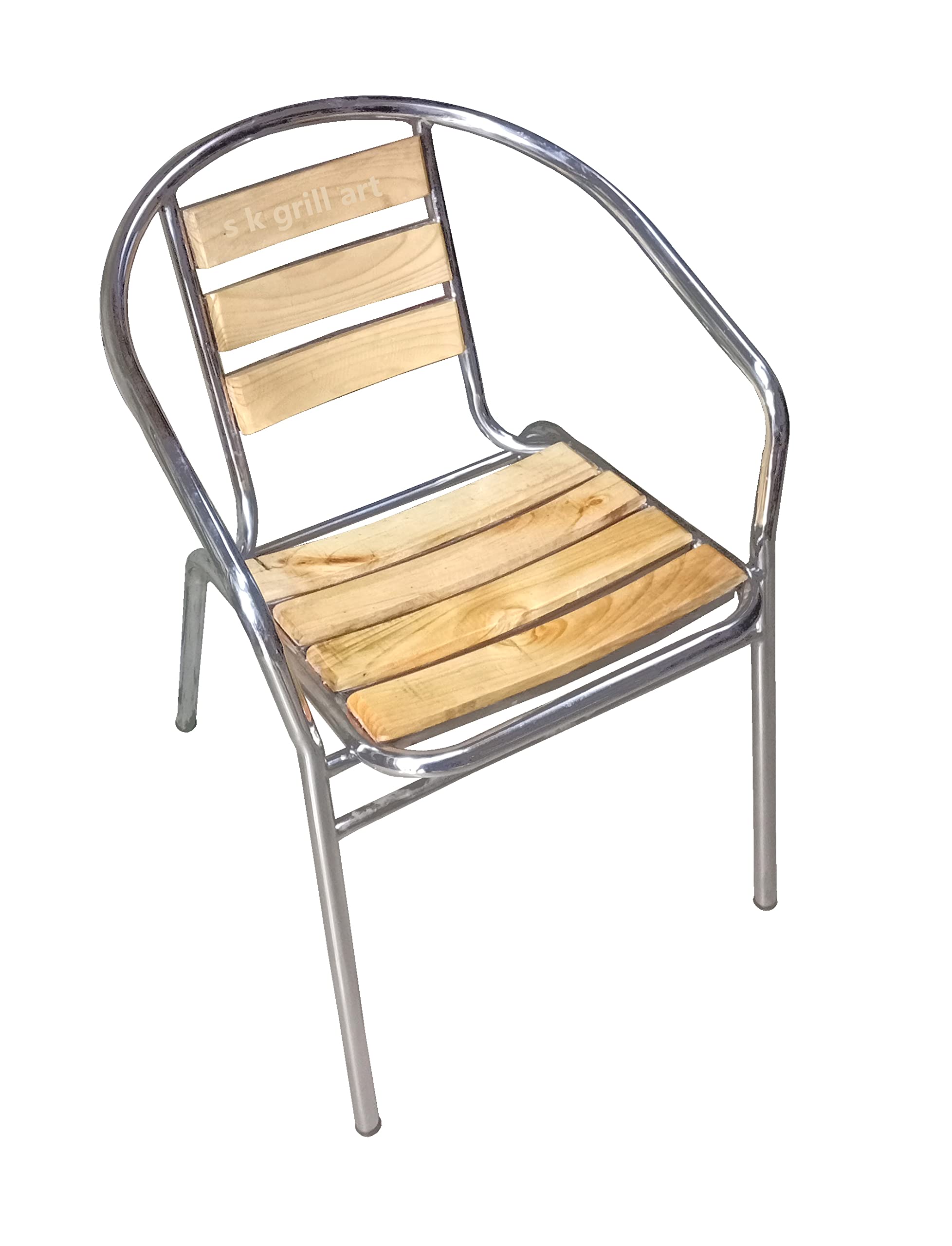 s k grill art Dining Table 2 Seater with Chair for Outdoor Indoor Stainless Steel Frame Top Solid Pine Wood 1