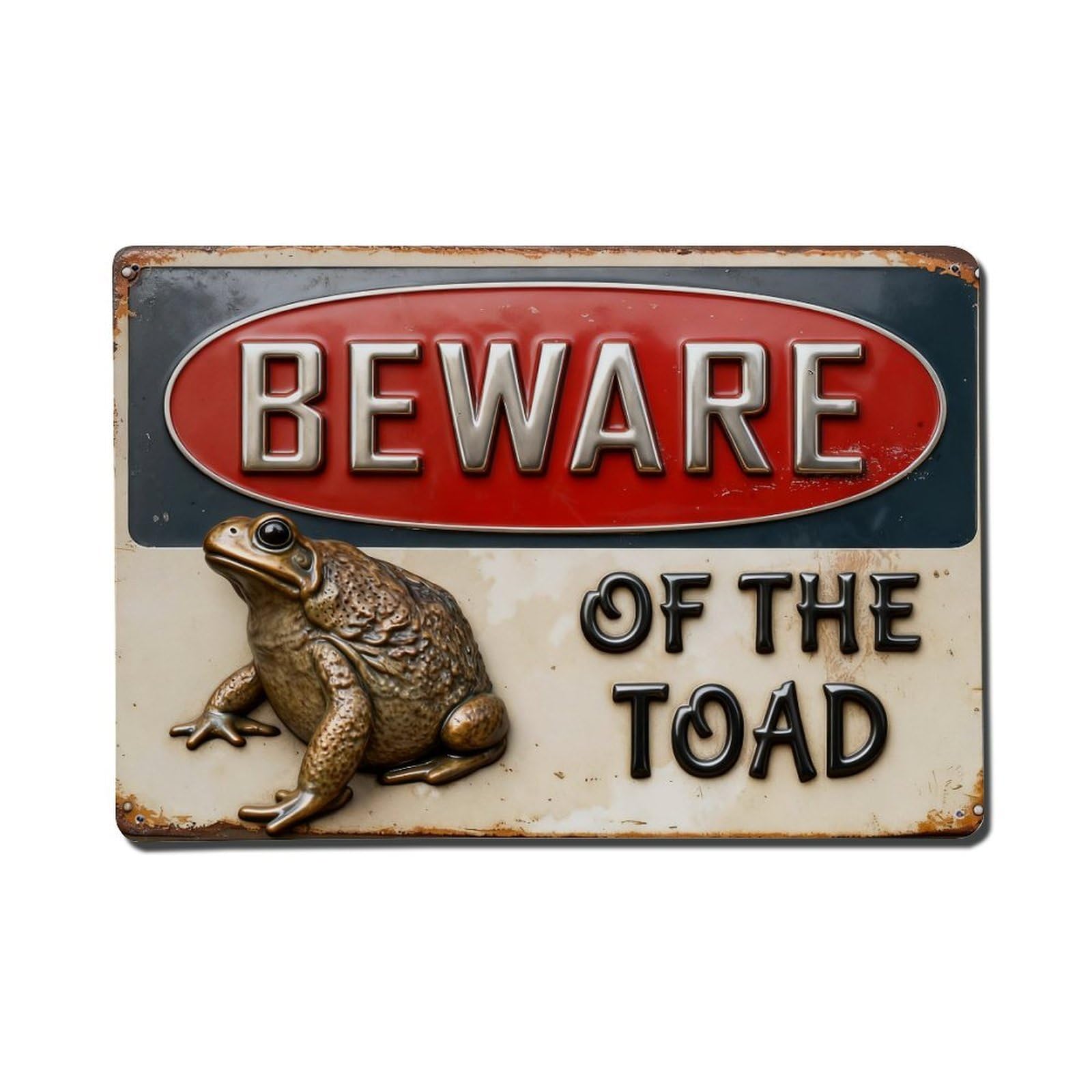 Iageret Vintage Beware Of The Toad Sign Metal Tin Sign Retro Wall Decor, Bar Garage Cafe Kitchen Home Wall Art Poster Decoration 8X12inches