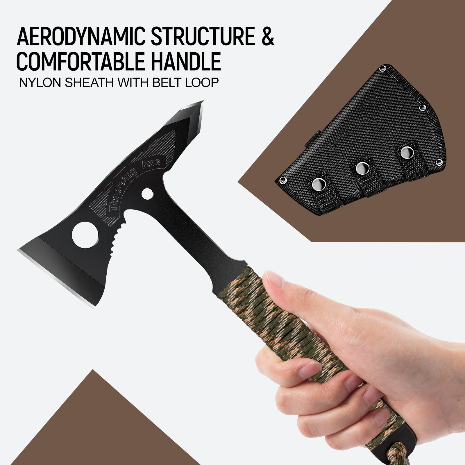 Sahara Sailor Throwing Axe and Tomahawk 3 Pack, One Piece Steel