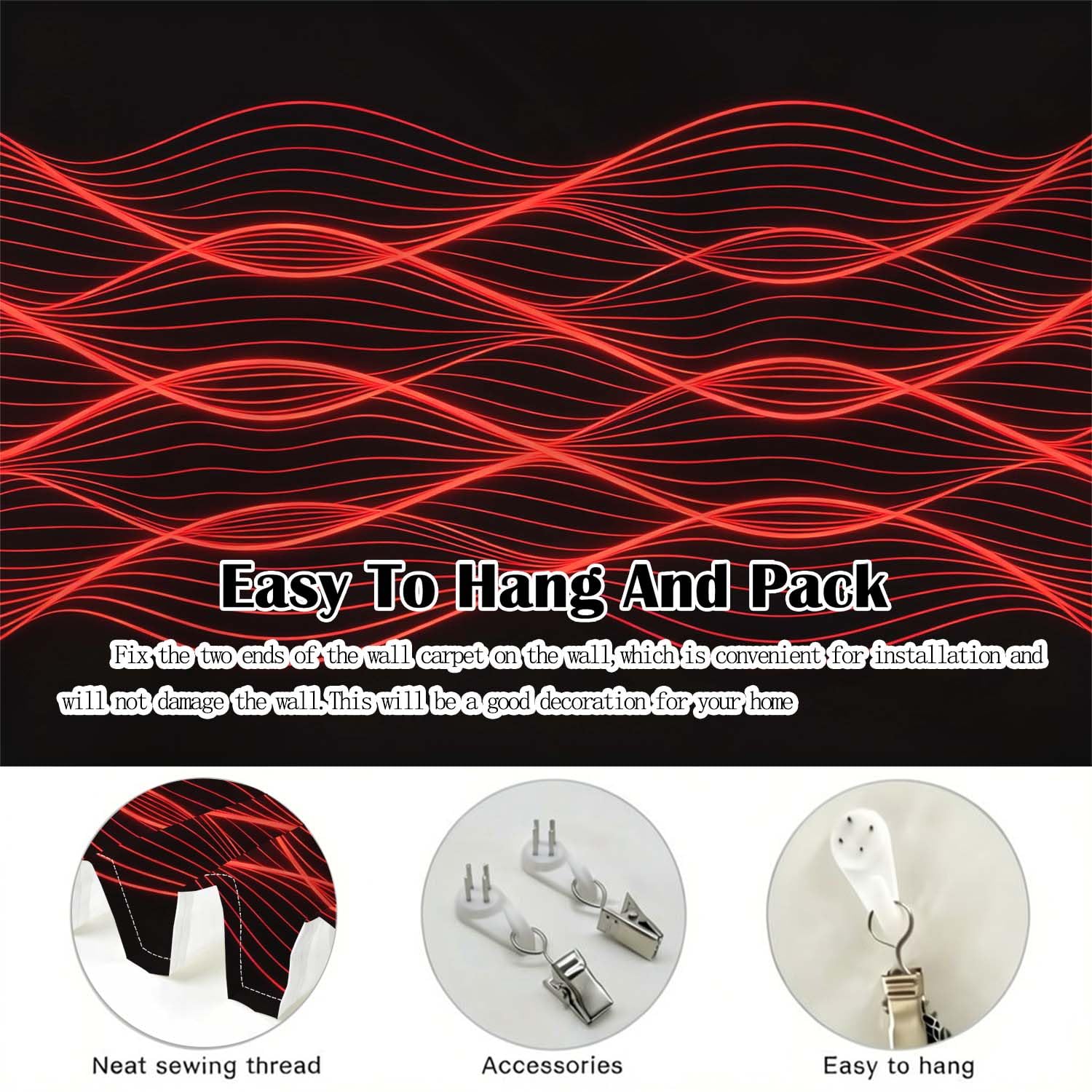 Arazzo da Parete Grande 300x260 cm Linee Ondulate 3D Telo da Parete
