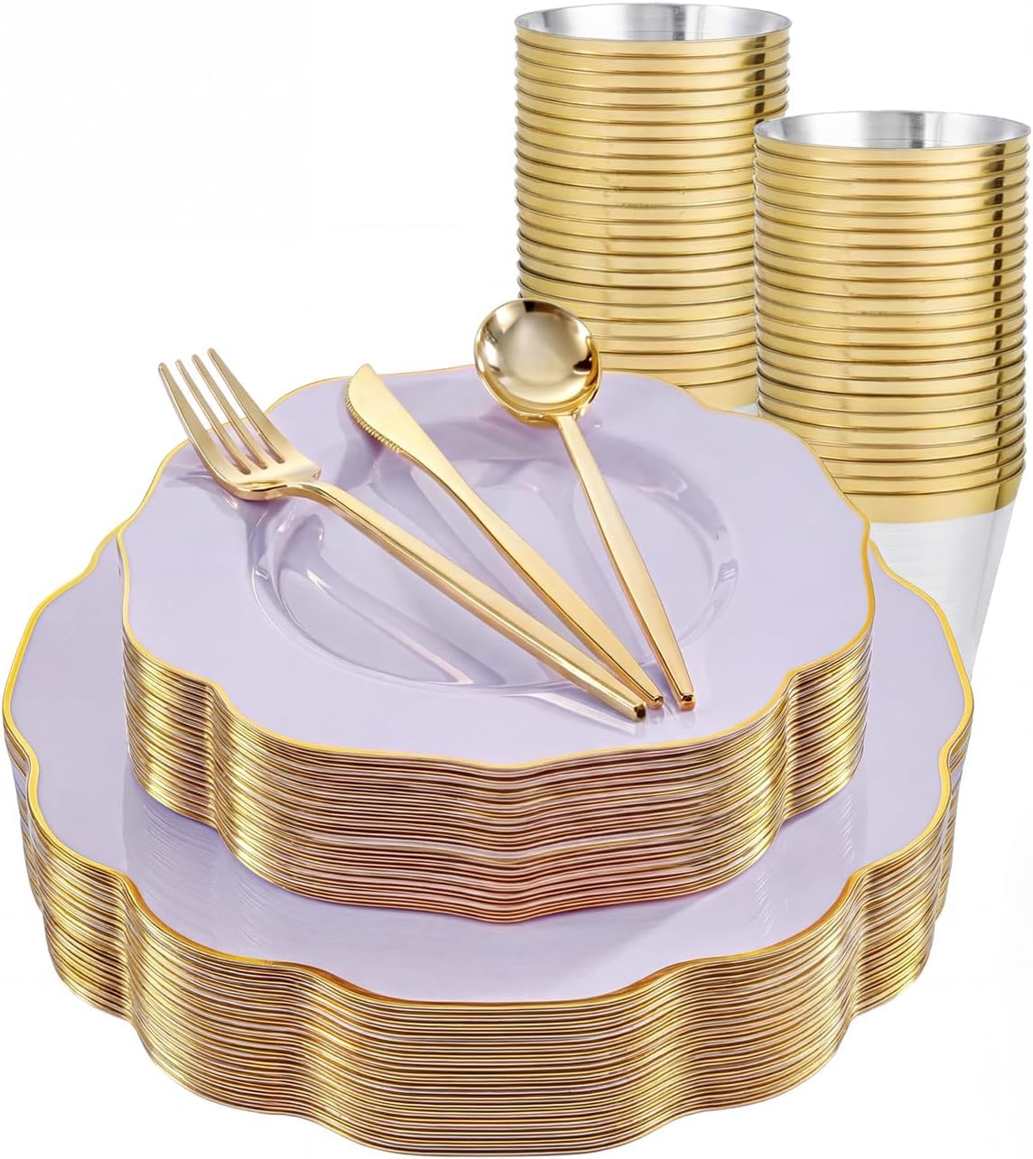 bUCLA White & Gold Disposable Plates - 180 Piece Set -10
