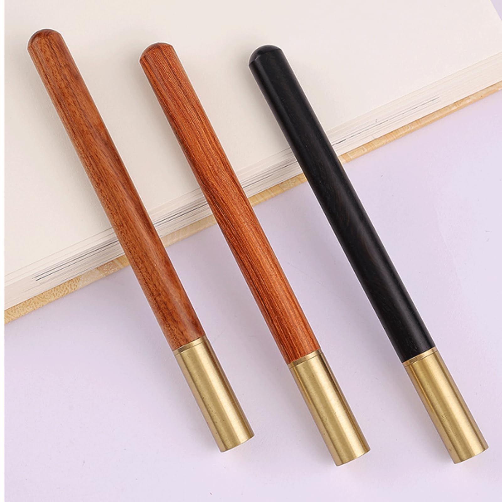 Penna gel con inchiostro gel, 2 pezzi, con tappo rotante in legno, 0,5 mm, penna da scrittura per diario, scrittura, penna da lavoro, 147 cm, inchiostro nero