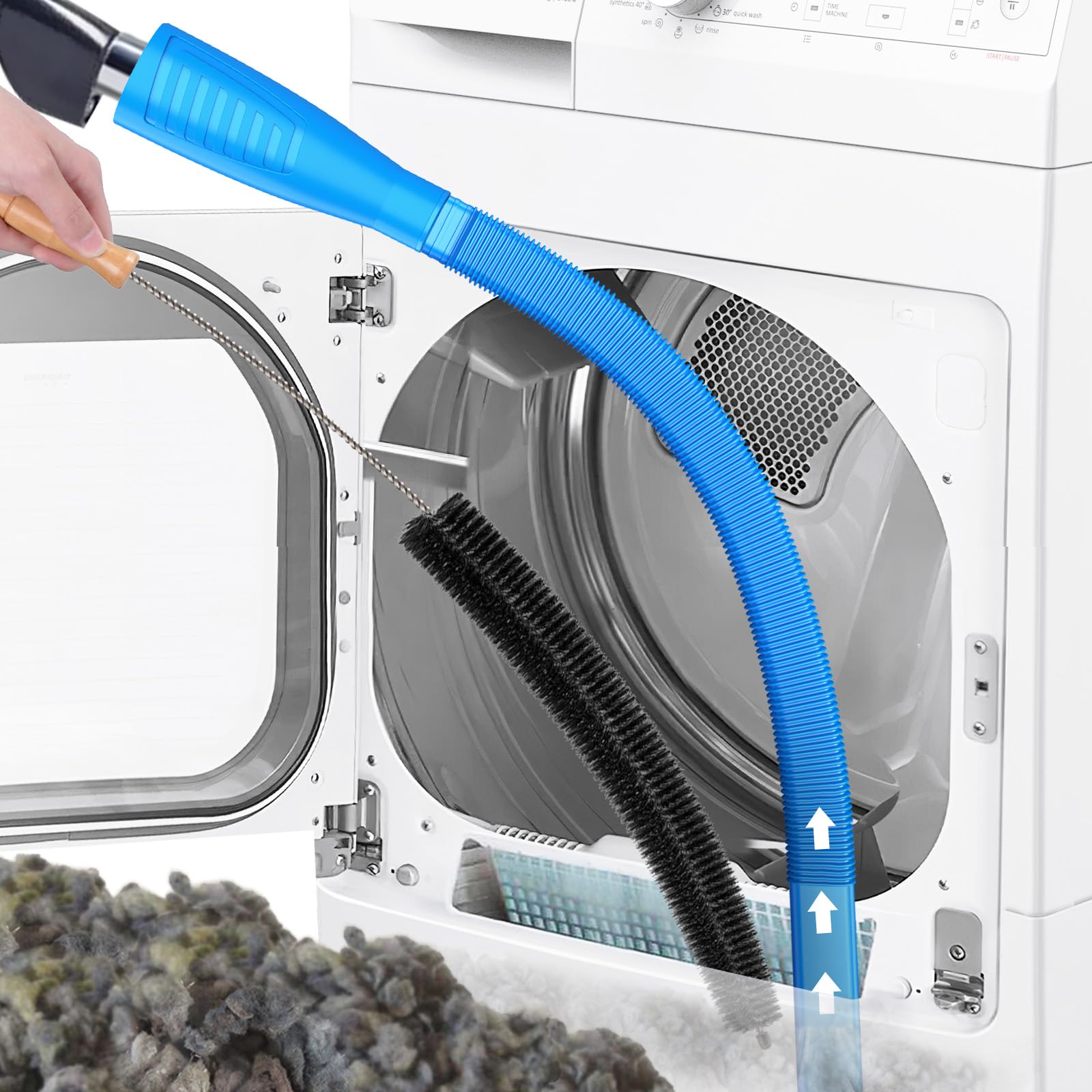 Sealegend Dryer Vent Cleaner Kit with Vacuum Hose Attachment & Brush Blue | Fits Most Vacuums, Loosens Stubborn Lint & Removes Hidden Dust, for Dryer Vents, Refrigerator Coils & Narrow Gaps