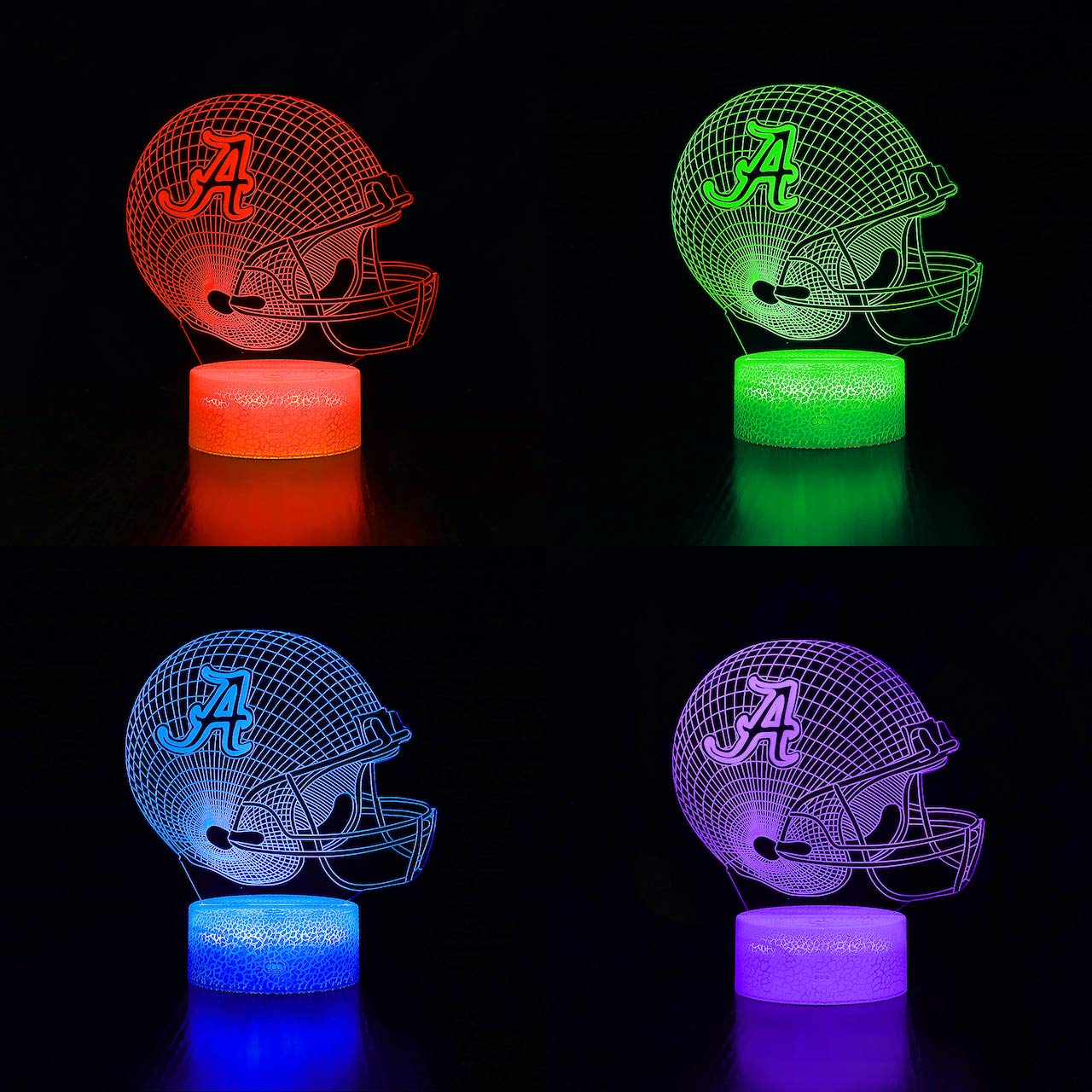 Ikavis 3D LED Night Light Football Helmet Alabama Crimson Tide Flat Acrylic Illusion Lighting Lamp with 7 Colors and Touch Sensor, Sports Fan Nightlight Gift for Kids, Boys, Girls, Men or Women