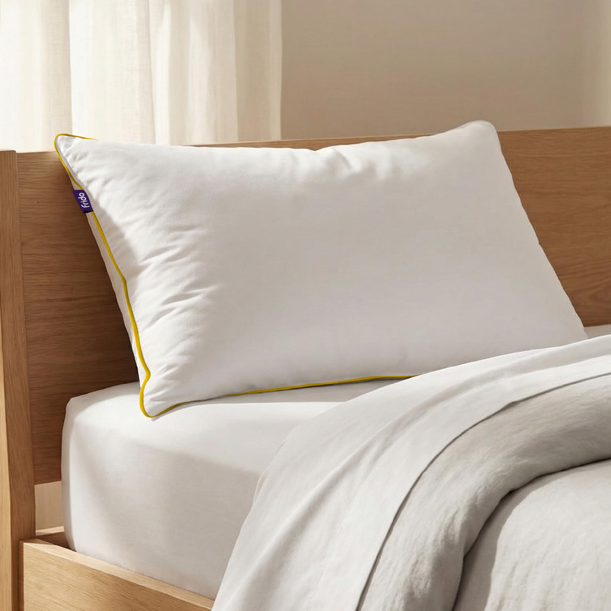 Frido Ultimate Cozy Classic Pillow | Soft & Fluffy Comfort Bed Pillow with Hypoallergenic Filling | Breathable Micro Cloth Fabric, Long-Lasting Support for All Sleep Positions, Pack of 1-image-2