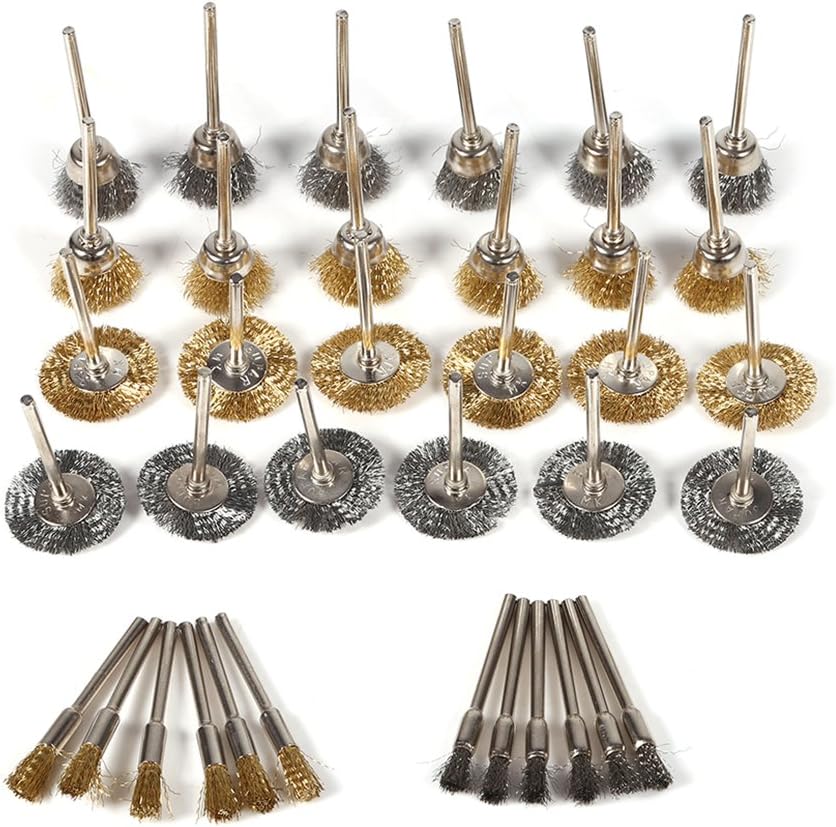36pcs Brass Stainless Steel Wire Wheel Brush Set Cleaning Polishing