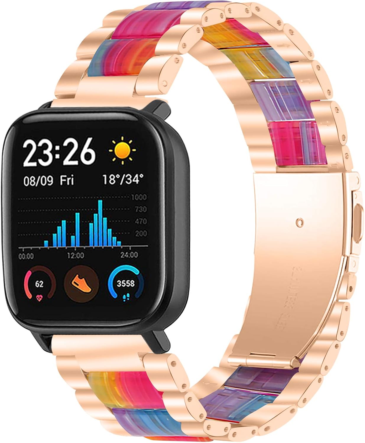 TenCloud Band Compatible with Amazfit GTS 2 Mini/GTS 2e for Women and Men,Resin Bands Replacement Strap Wristband for GTS 2 Mini/GTS 2e Smartwatch (Rainbow)