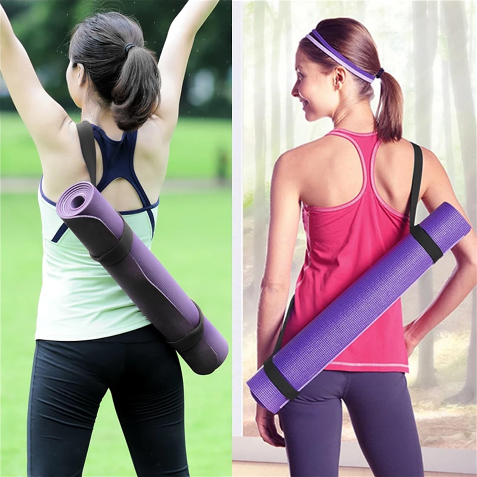 Correa deportiva para llevar al hombro, para ejercicio, yoga, banda elástica ajustable para llevar en casa, gimnasio, equipo de fitness (morado, 8 mm)