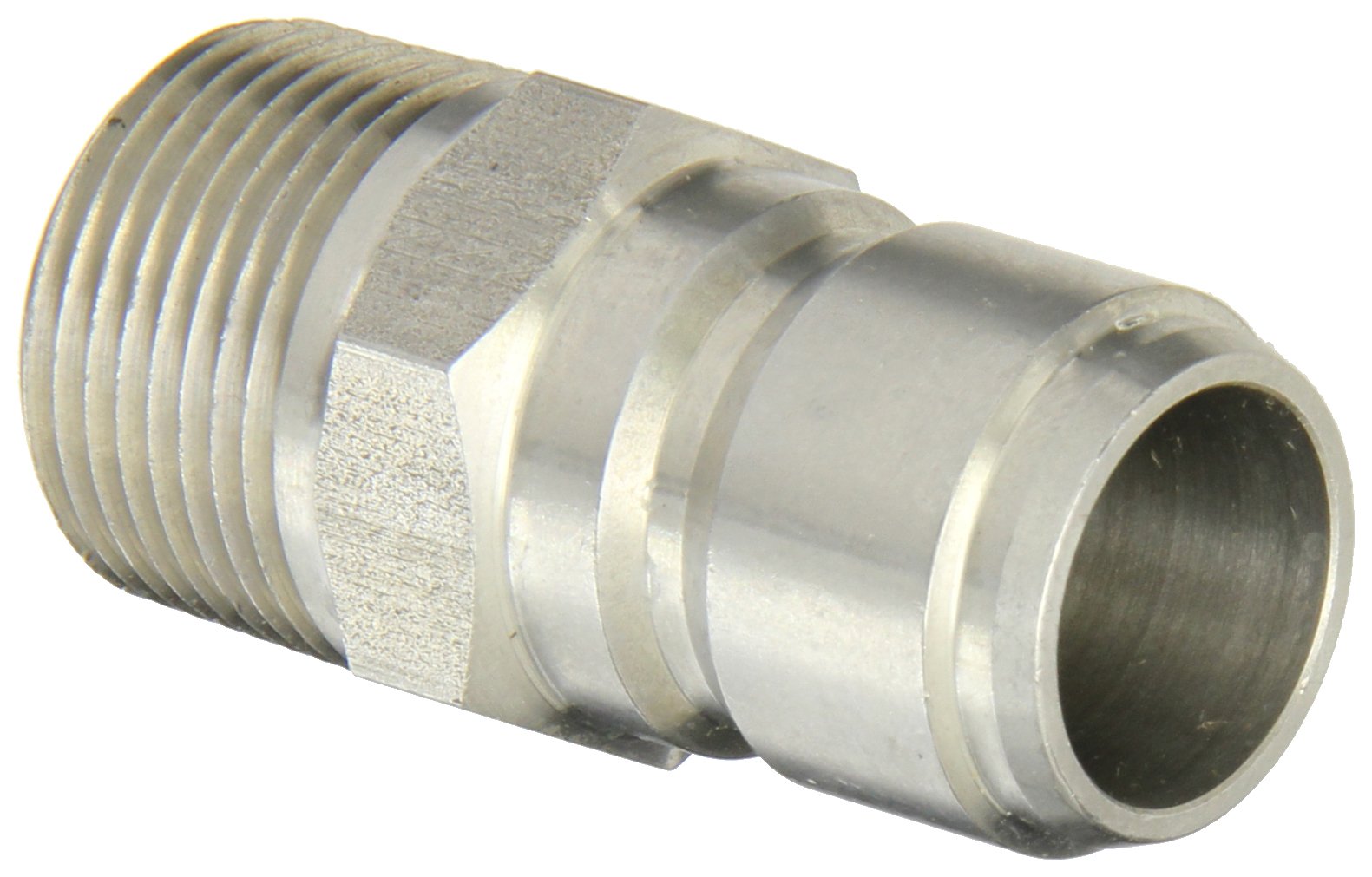 Eaton Hansen LL6T30 Stainless Steel 303 Straight Through Ball Lock Hydraulic Fitting, Plug, 3/4"-14 NPTF Male, 3/4" Port Size, 3/4" Body