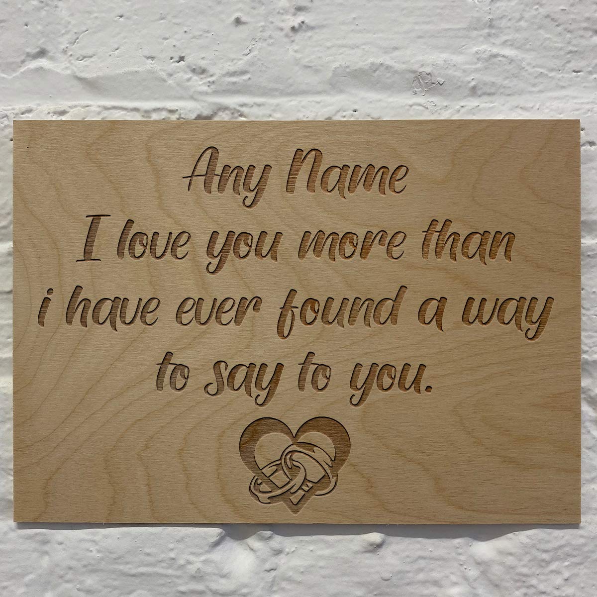 Cutncraft Designs Personalised Wooden Valentines I Love You More Quote Plaque Add Name 42x30cm (16.5"x11.7")