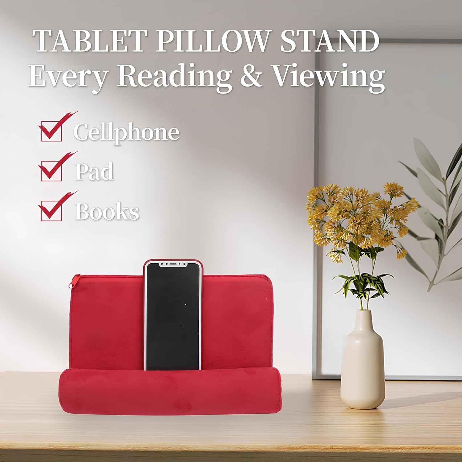 Supporto Tablet Letto, Leggio da Letto con Cuscino Comodo per Tablet, E-reader, Libri e Riviste, Porta Tablet da Pieghevole e Portatile