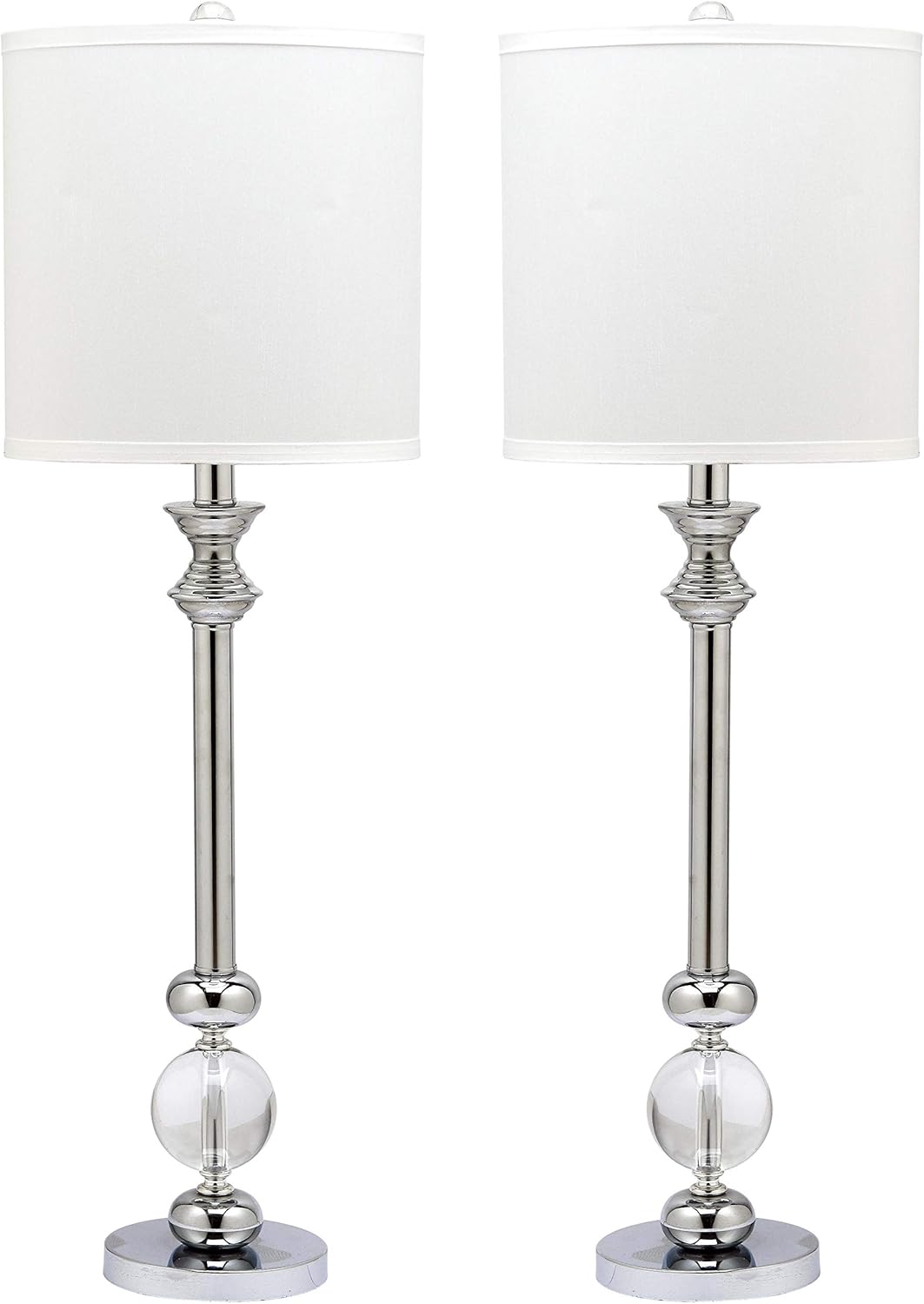 SAFAVIEH Lighting Collection Erica Crystal Candlestick 31-inch Table Lamp Set of 2 with USB Charging Port (LED Bulbs Included)