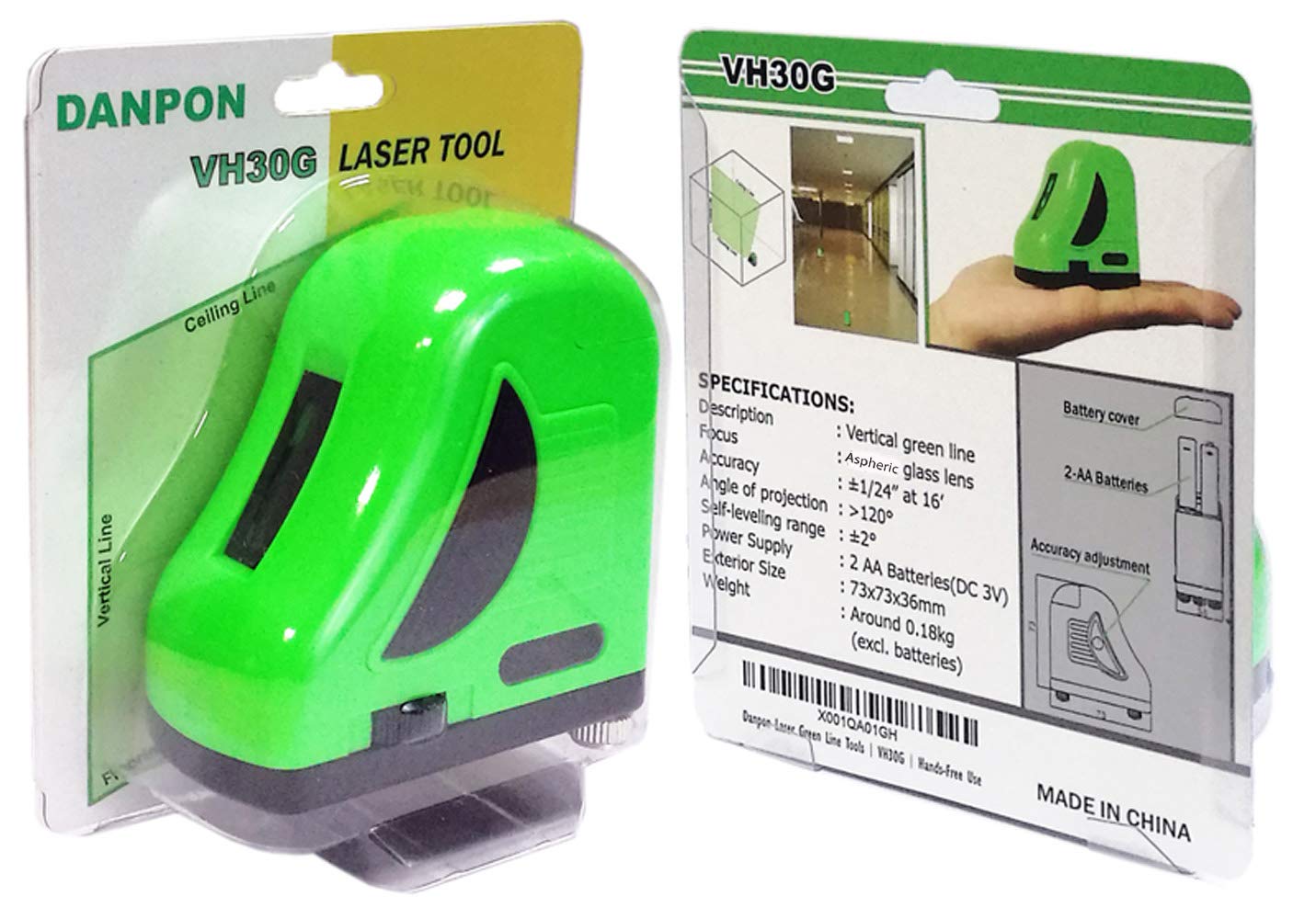 Danpon Green Laser Level Tool Mini One Vertical Line Self Leveling Adopting Aspheric Collimator Glass Lens Vh 30g Laser Levels Tools Home Improvement Urbytus Com