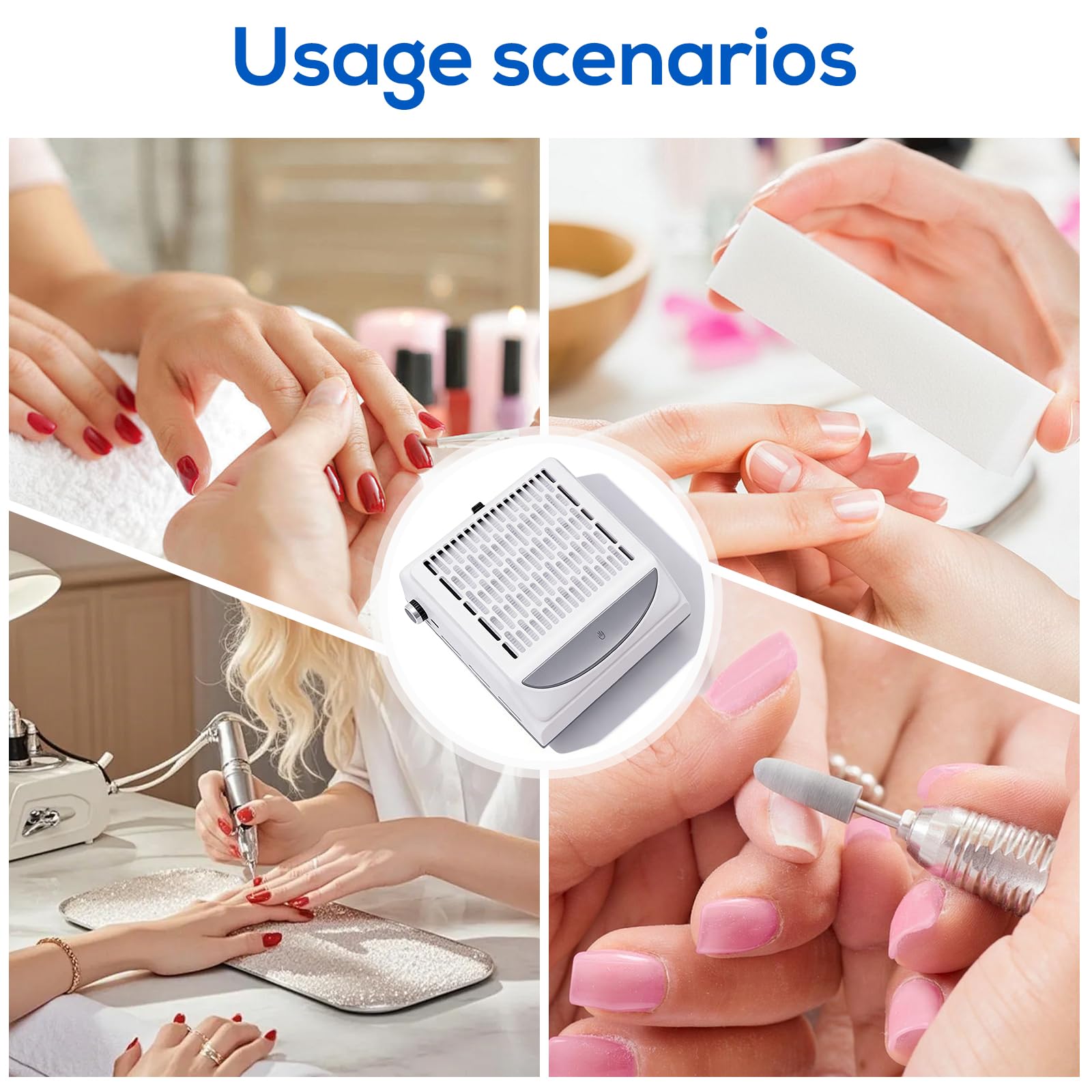 Aspirateur à Manucure Avec Lampe Et Filtre: Aspirateur à Ongle Professionnel, Aspirateur Ongle Faible Bruit Collecteur De Poussière D'ongles De Table Puissant Pour Salon De Manucure Et Maison (Blanc)