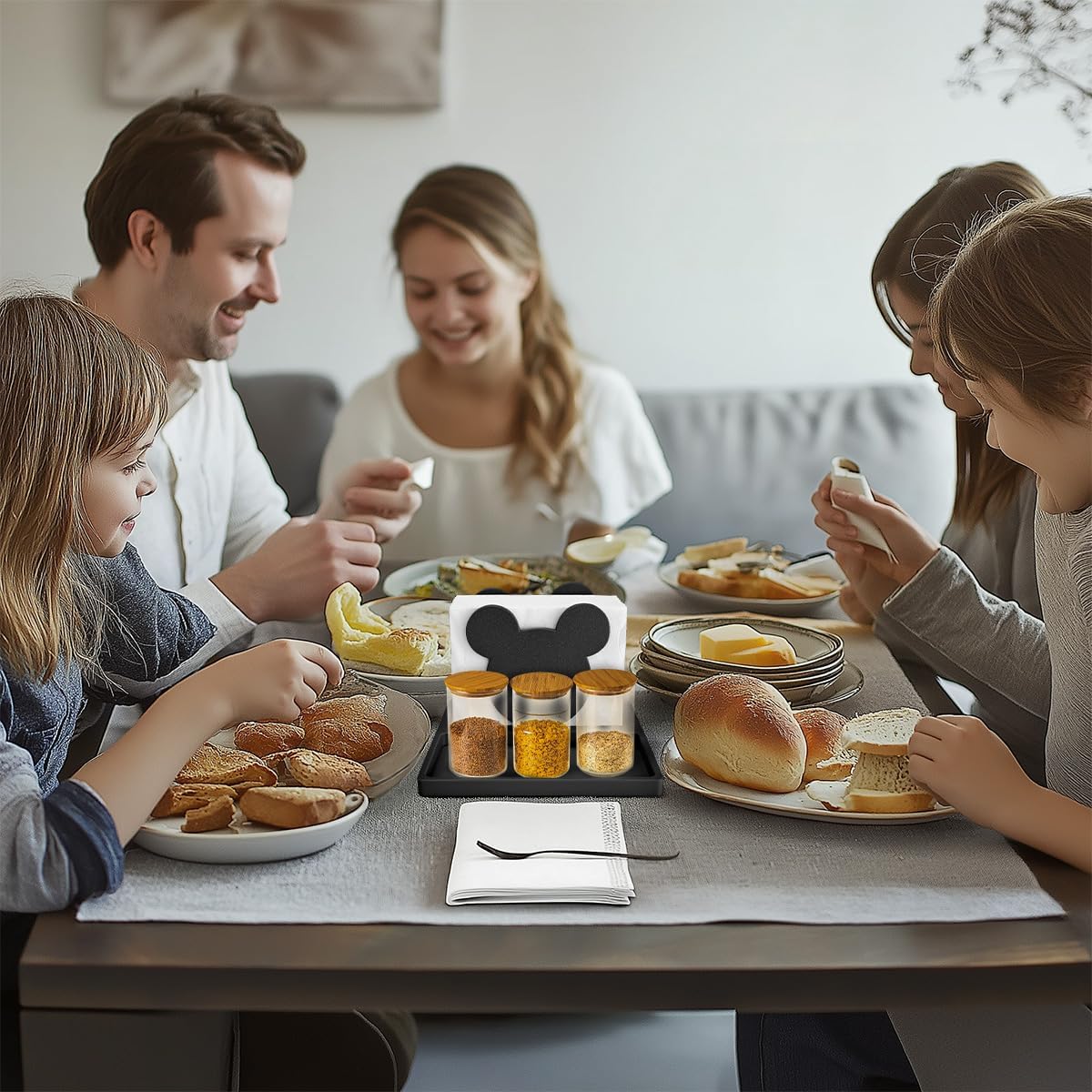 Cute Napkin Holder Mouse Ears Napkin Dispenser Funny Napkin Standing Holder for Kitchen Table Decors Gifts for Birthday Thanksgiving Christmas New Year Housewarming(Not Including Shakers) image 5